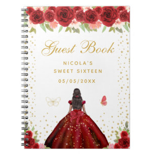 Carnet Princesse Fleur Rouge Peau Sombre Sweet Sixteen