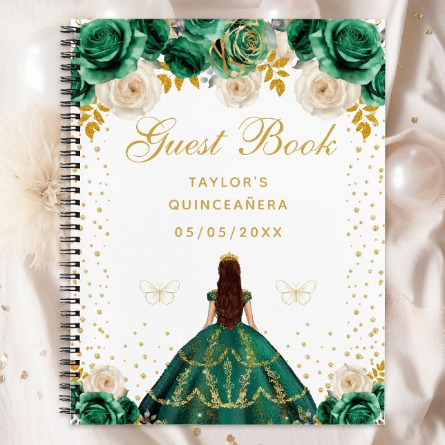 Carnet Princesse Florale Verte Quinceañera (Créateur téléchargé)