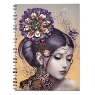 Carnet Princesse Steampunk avec une fleur couleur cuivre