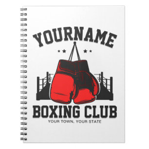 Carnet Pro Boxer AJOUTER NOM Gants rouges Boxer Ring Trai