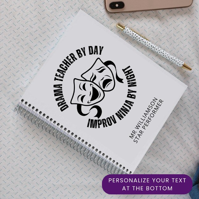 Carnet Professeur de DRAMA amusant par jour IMPROV NINJA  (Fun DRAMA TEACHER/IMPROV NINJA personalized notebook. Ideal drama teacher appreciation gift. )