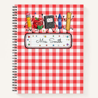Carnet Professeur personnalisé à carreaux rouges