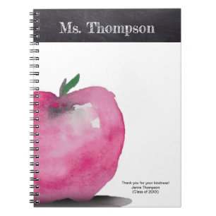 Carnet Professeur personnalisé de Merci d'aquarelle Apple