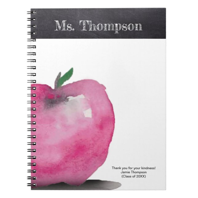 Carnet Professeur personnalisé de Merci d'aquarelle Apple (Devant)
