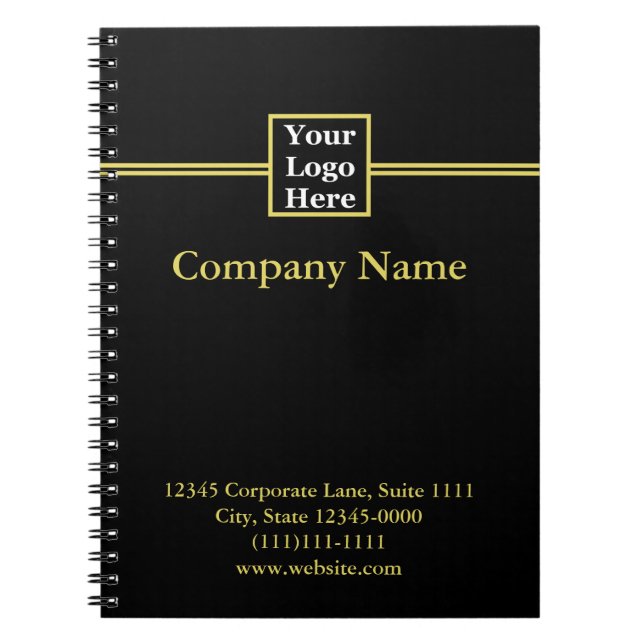 Carnet Professional Black et Faux Gold Votre logo ici (Devant)