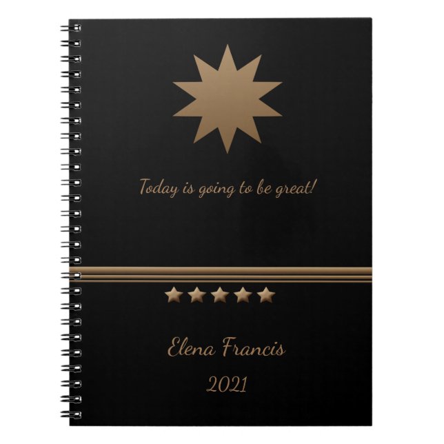 carnet professionnel 5 étoiles Brossé Gold Noir (Devant)