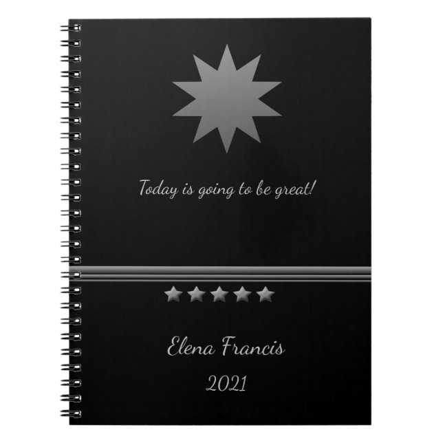 carnet professionnel 5 étoiles Silver Text Black (Devant)