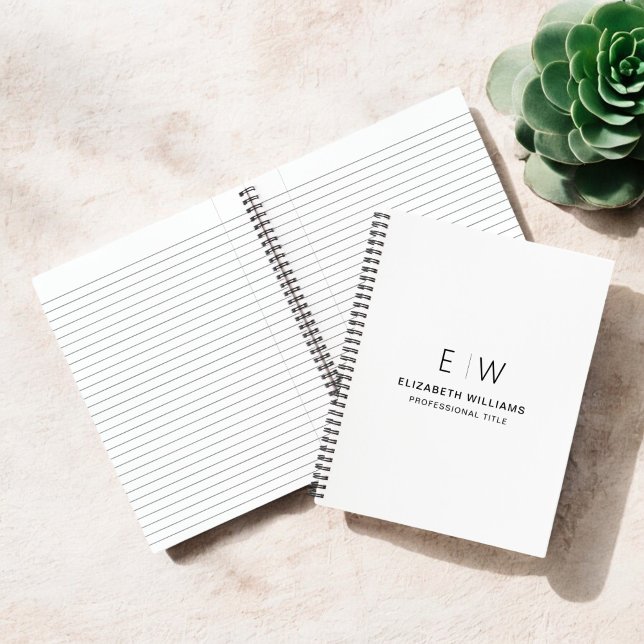 Carnet Professionnel Blanc Monogramme Entreprise Initiale (Créateur téléchargé)