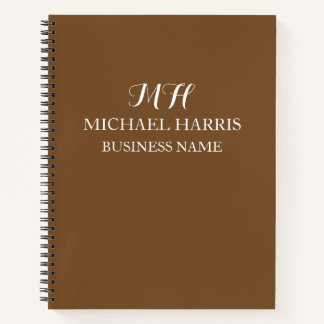 Carnet Professionnel Marron Initial Monogramme Entreprise