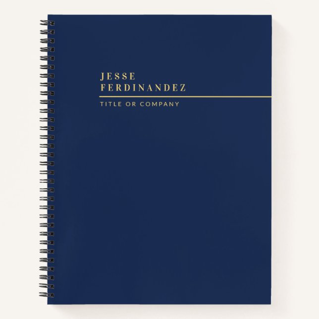 Carnet Professionnel moderne Marine bleu et or (Devant)