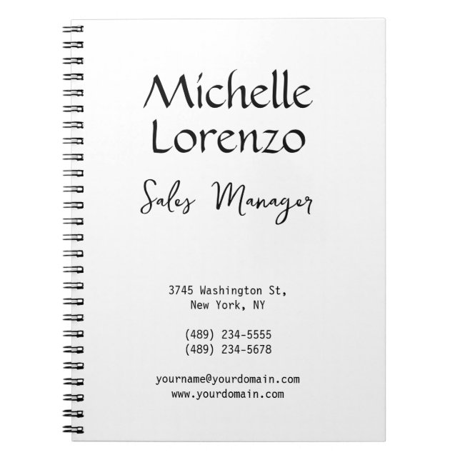 Carnet Professionnel Moderne Simple Noir & Blanc (Devant)