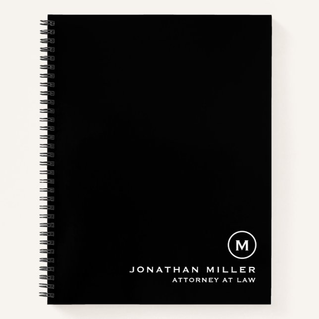 Carnet Professionnel Monogramme Avocat Noir Blanc (Devant)