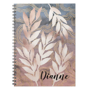 Carnet Projections de feuilles d'or rose sur fond abstrai