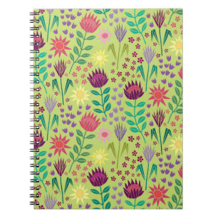 Carnet Protea Floral Block Imprimer Millefleur vert pâle
