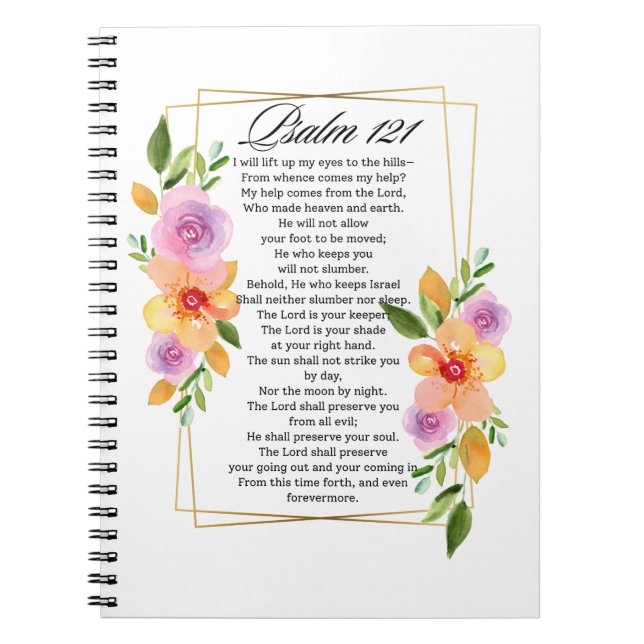 Carnet Psaume 121 Cadre géométrique floral (Devant)