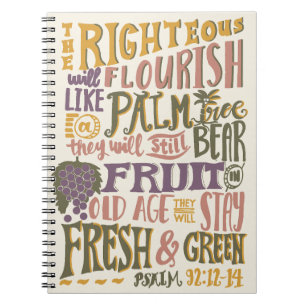 Carnet Psaume 92:12-14 Verset biblique de lettrage vintag