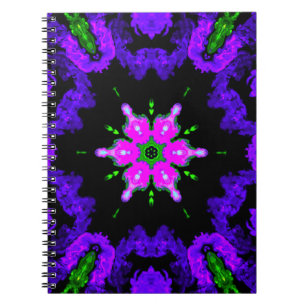 Carnet Psychédélique Hippie Fleur rose violet et vert