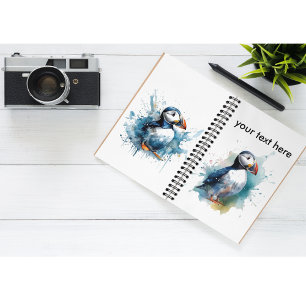 Carnet Puffin aquarelle adorable, personnalisé