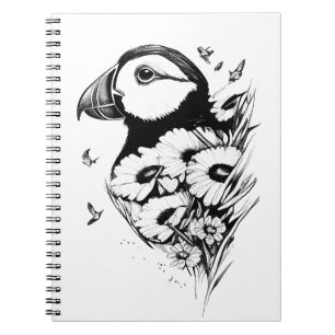 Carnet Puffin Wild Animal Nature Illustration Art Tatouag