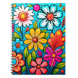 Carnet Puissance de fleur hippie de printemps rétro