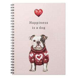 Carnet Pullover rouge coeurs blancs Le bonheur est un chi