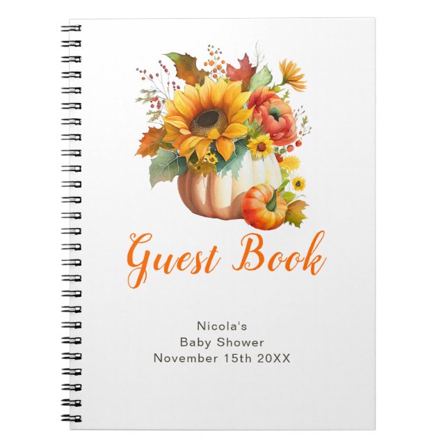 Carnet Pumpkin Flower Bouquet Baby Shower Guest Book (Devant)