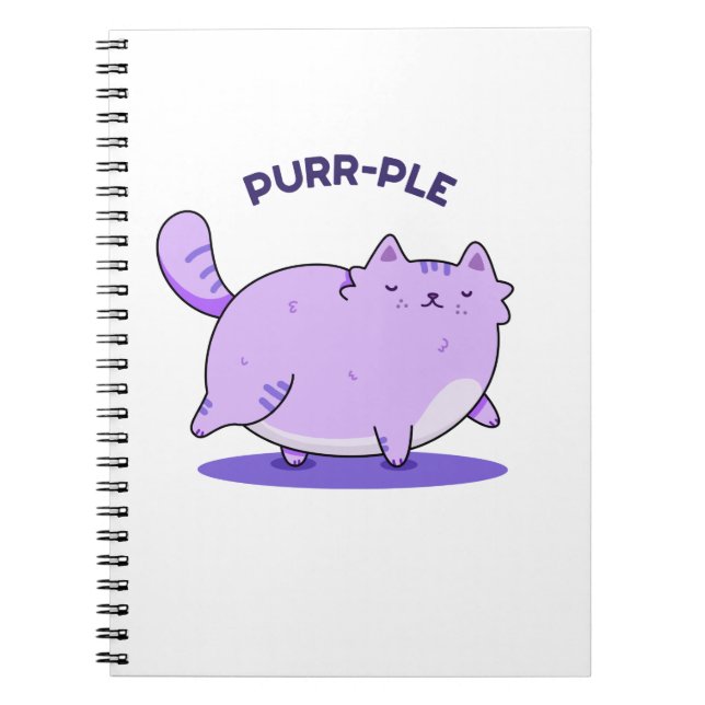 Carnet Pun de chat mignon gros chat violet (Devant)