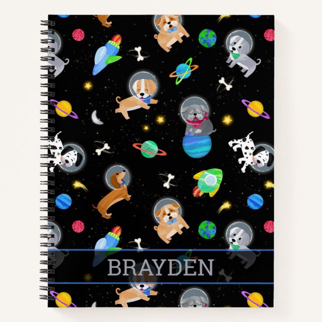 Carnet Puppies In Space Watercolor Dog Astronauts (Devant)