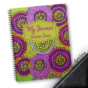 Carnet Purple Australian Modern Art Dot Nom personnalisé