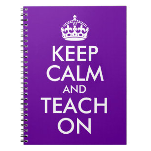 Carnet Purple et blanc Gardez le calme et Enseigner