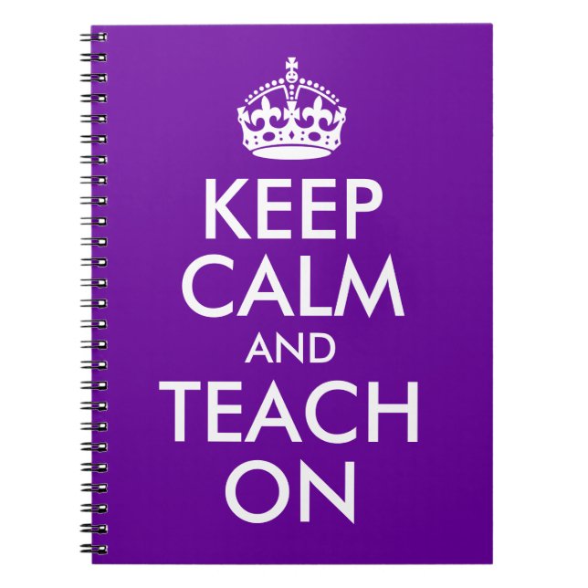 Carnet Purple et blanc Gardez le calme et Enseigner (Devant)