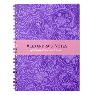 Carnet Purple Floral Faux Cuir Design Suede look