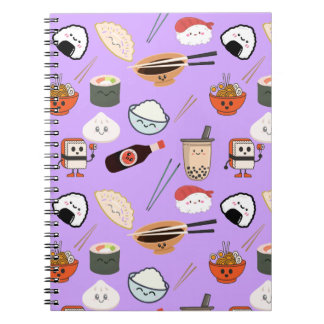 Carnet Purple Kawaii Ramen et Sushi Friends