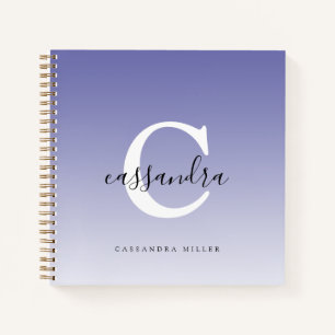 Carnet Purple Ombre Moderne Monogramme Nom Du Script