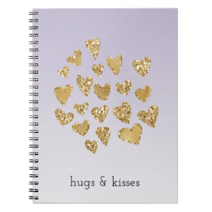 Carnet Purple Ombre Sparkle Gold Coeurs de Parties scinti