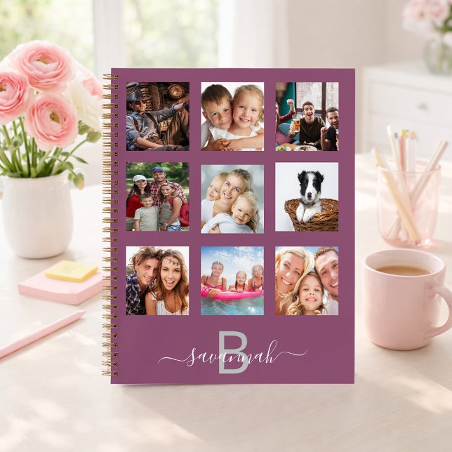 Carnet Purple photo collage monogram modern diary (Créateur téléchargé)