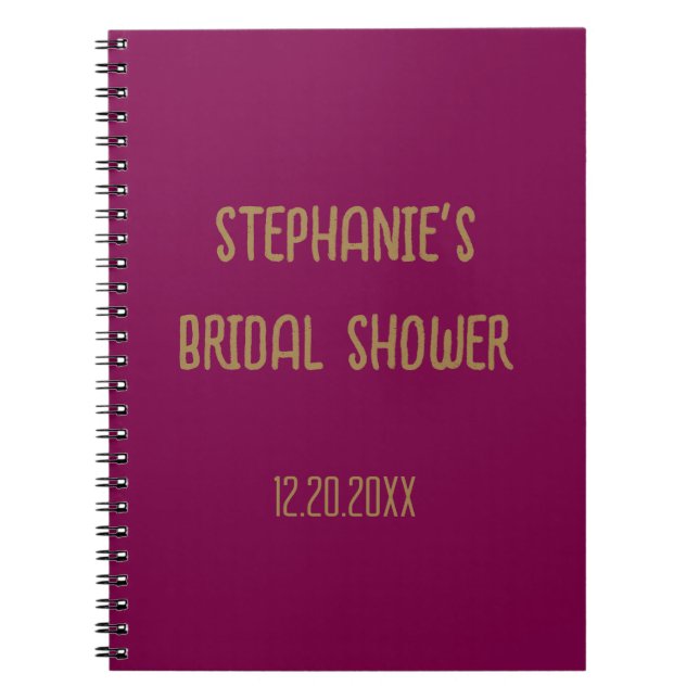 Carnet Purple Pink Gold Fête des mariées Nom Mariage invi (Devant)