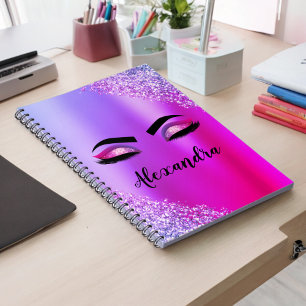 Carnet Purple Pink Monogram Glitter Eyelashes