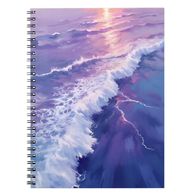 Carnet Purple Tide | Ocean Waves Watercolor Painting (Devant)