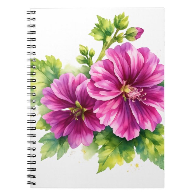 Carnet Purple Watercolor Flower Illustration  (Devant)