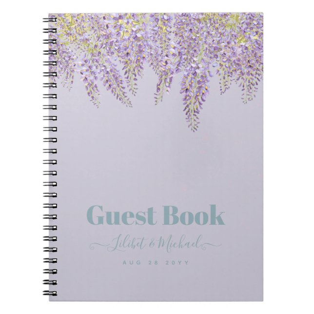 Carnet Purple Wisteria Sage Floral Garden Mariage (Devant)