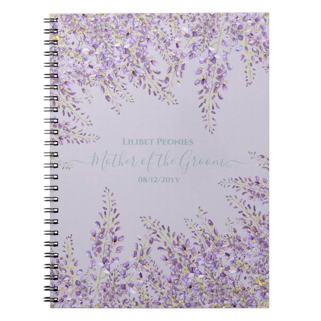 Carnet Purple Wisteria Sage Floral Garden Mariage (Devant)