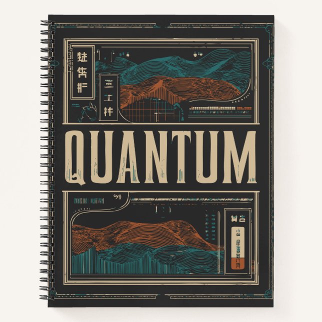 Carnet QUANTUM Vagues scientifiques Abstraites | Grunge R (Devant)
