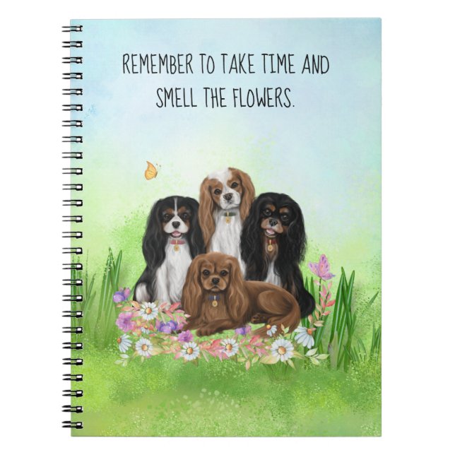 Carnet Quatre Espagnols Cavalier Roi Charles en Fleurs (Devant)