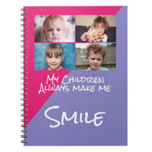 Carnet Quatre photos que les enfants me font sourire rose