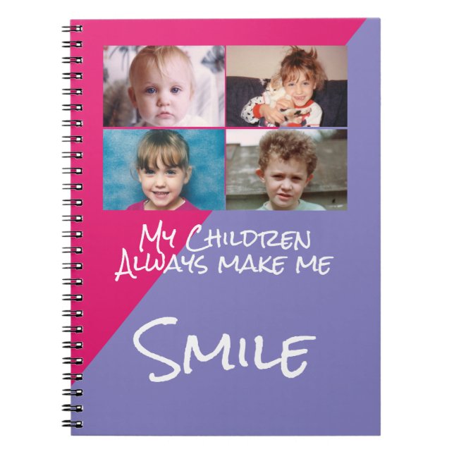 Carnet Quatre photos que les enfants me font sourire rose (Devant)