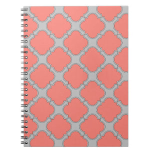 Carnet Quatrefoil corail et gris