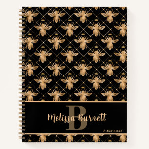 Carnet Queen Honey Bee Noir et or