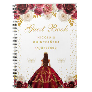 Carnet Quinceañera princesse florale rouge