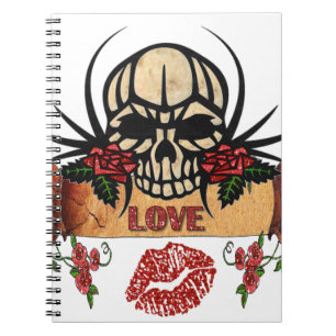 Carnet RAB Rockabilly Crâne Roses Amour Rouge à lèvres